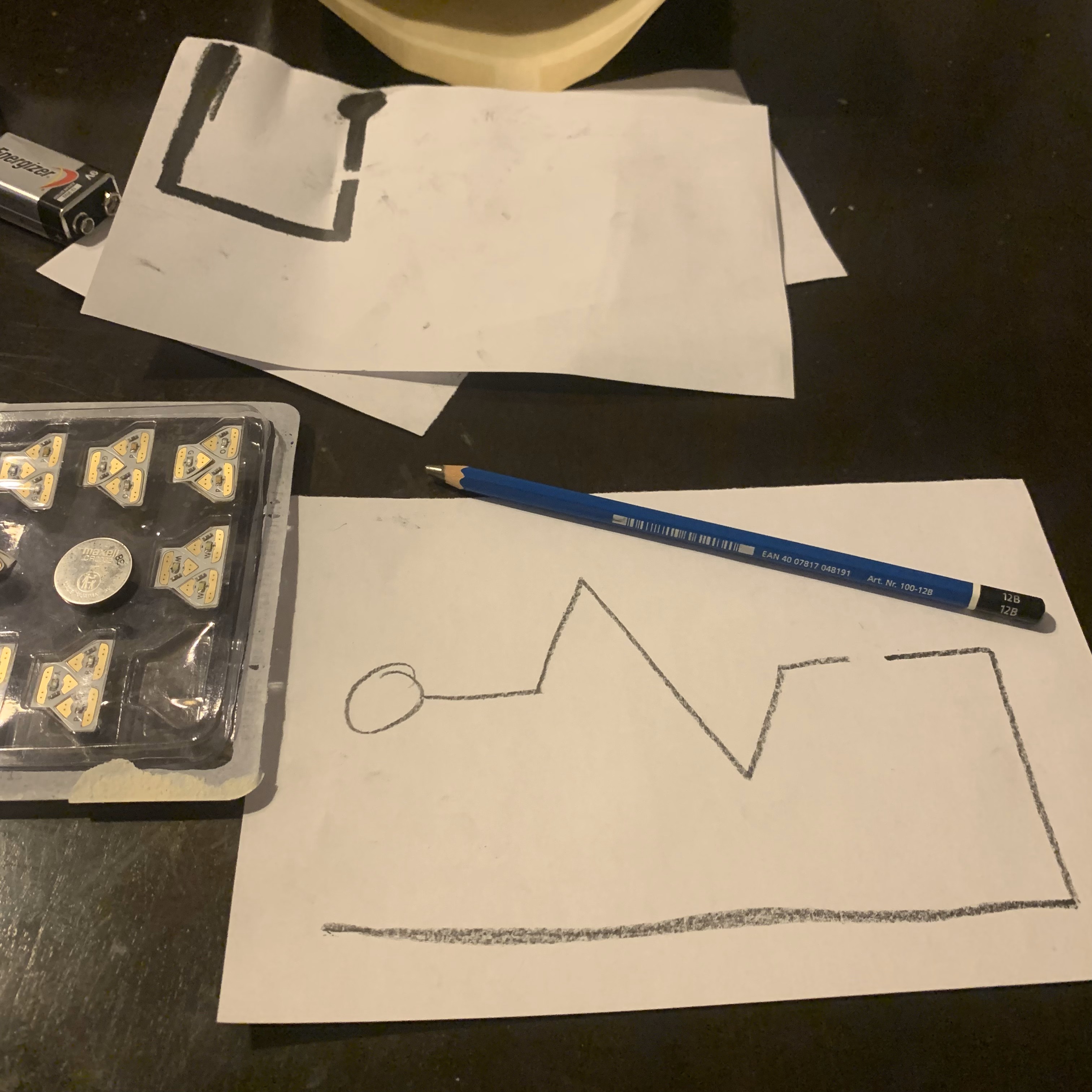 Displayed necessary materials for the first Graphite Pencil circuit.