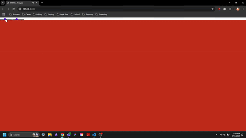 Audio plays when clicking start button and the sliders change the volume and speed of the sound.