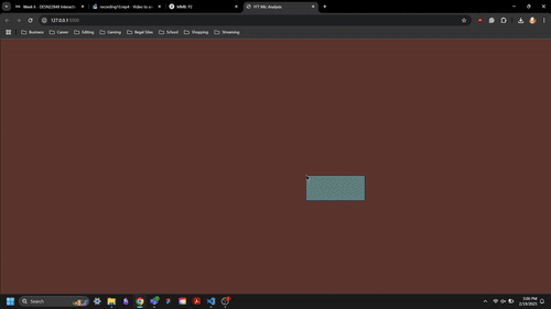 Clicking on the screen, different squares appear in unique palettes and orientations.