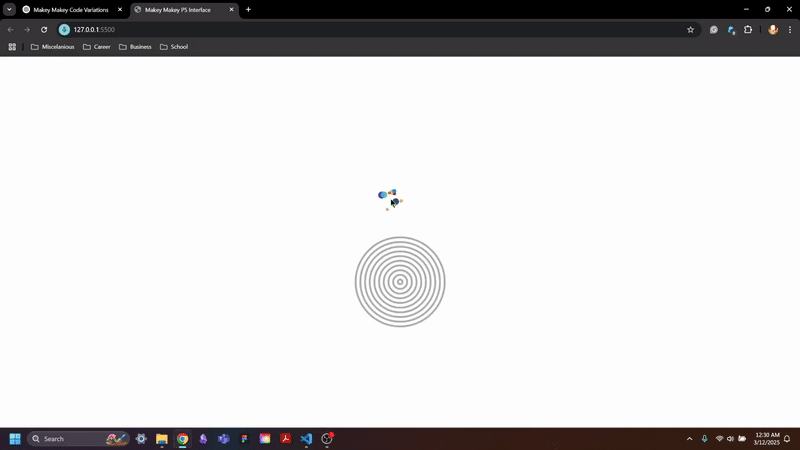 Clicking around the grey bullseye allows sparks to appear in small circles and if user clicks inside the bullseye it will shift the colours gradually.