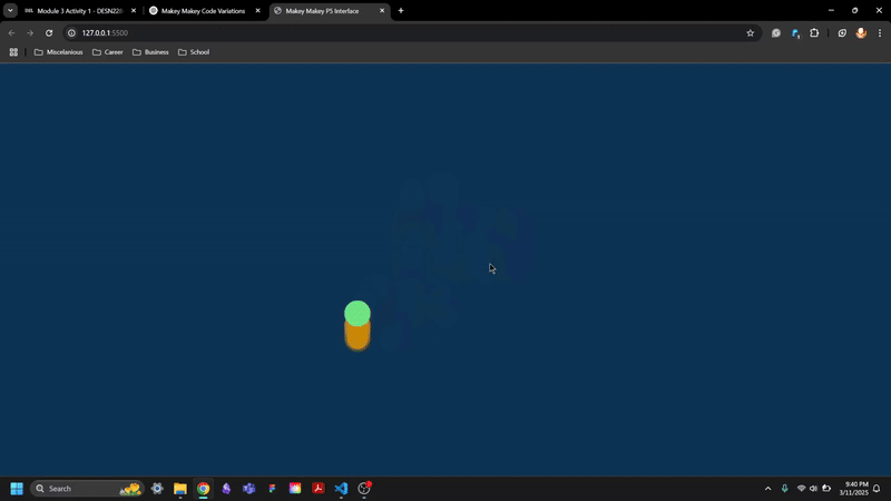Pressing Space Bar will allow the ball to bounce while leaving a trail or RGB circles behind then disappearing. The arrows change its direction.
