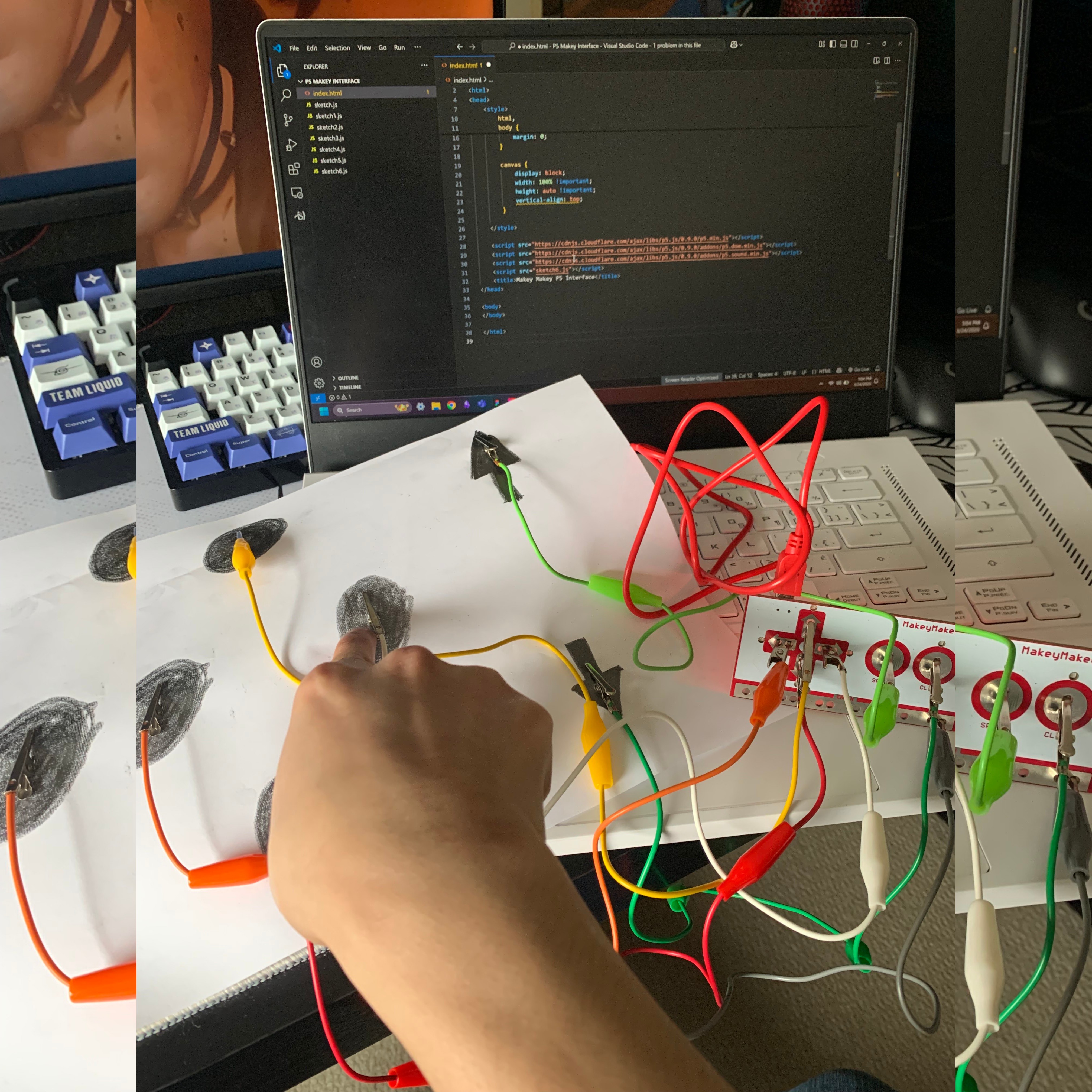 Full image capturing the workspace of creating the drawn controller with Graphite pencil.