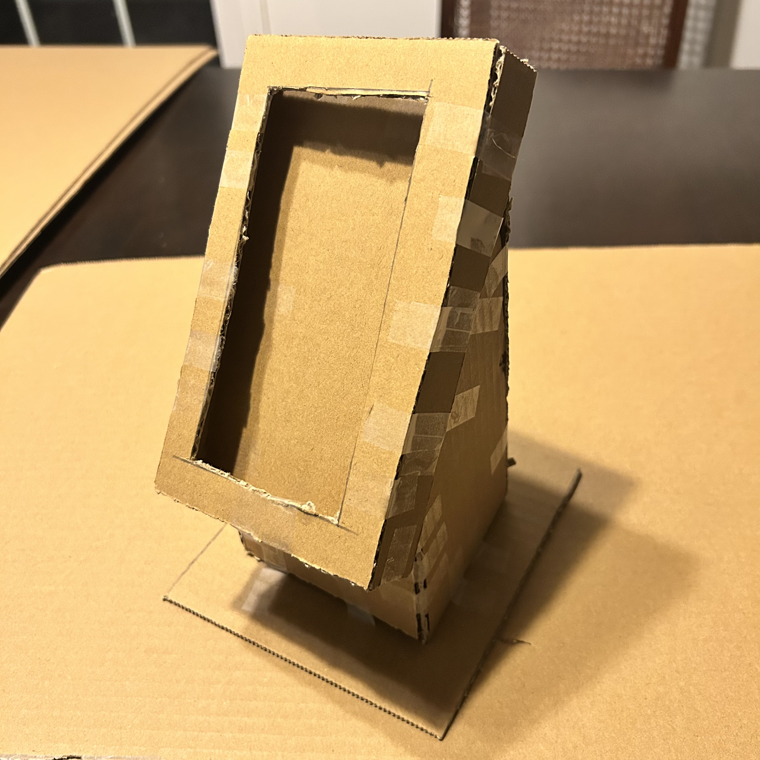 For the improved version of the prototype we've developed another version of the kiosk, this one includes a full standing body allowing for the wires and makey makey to be placed inside or not.