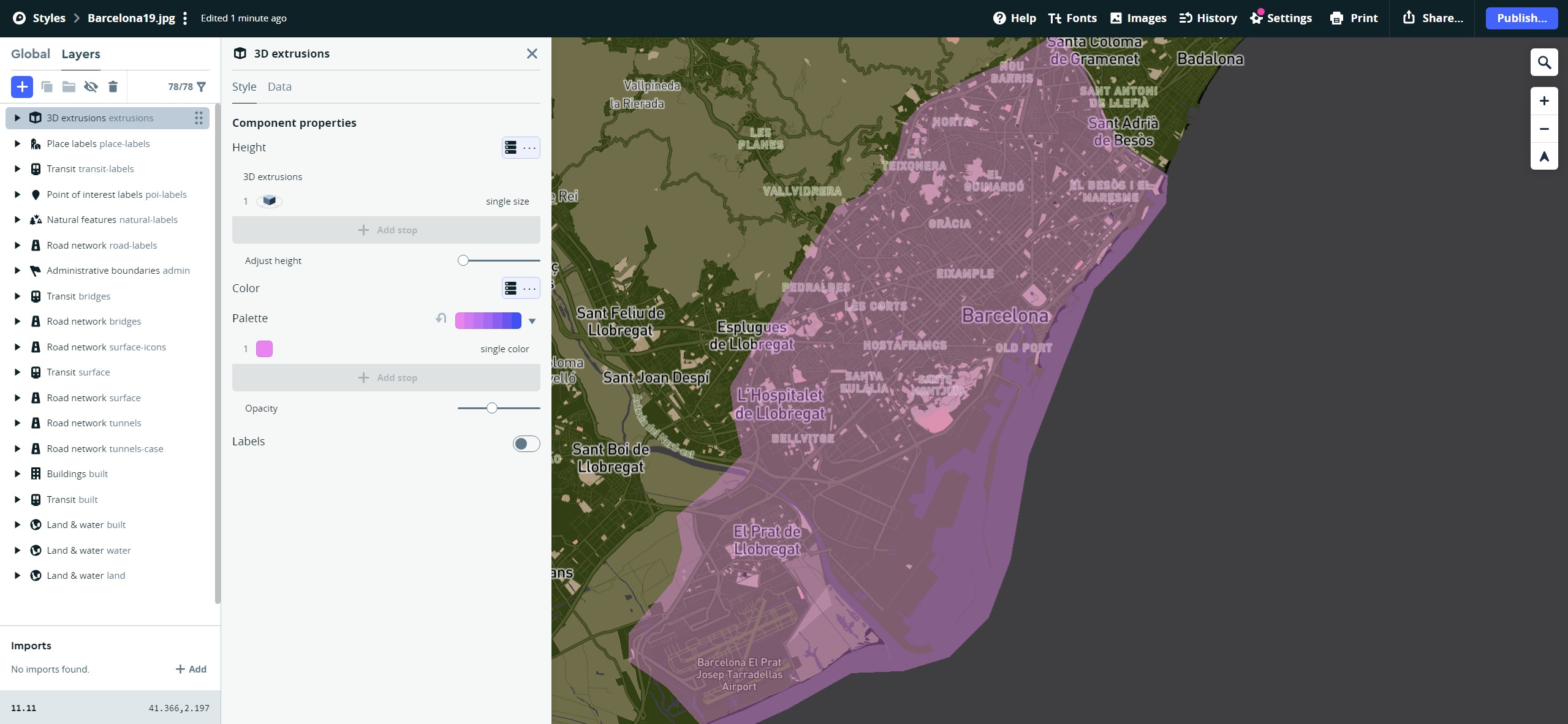 Fills out the surrounding area of barcelona to give the viewer a better understanding of the amount of land they own.
