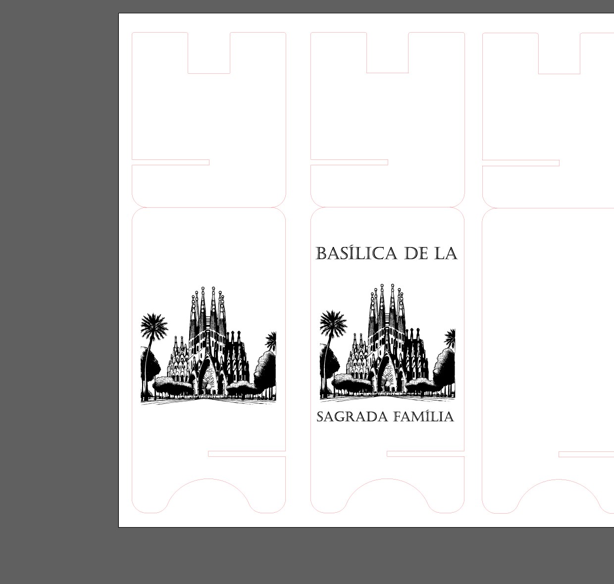 two variations of the Sagrada Familia in the laser cutting template.