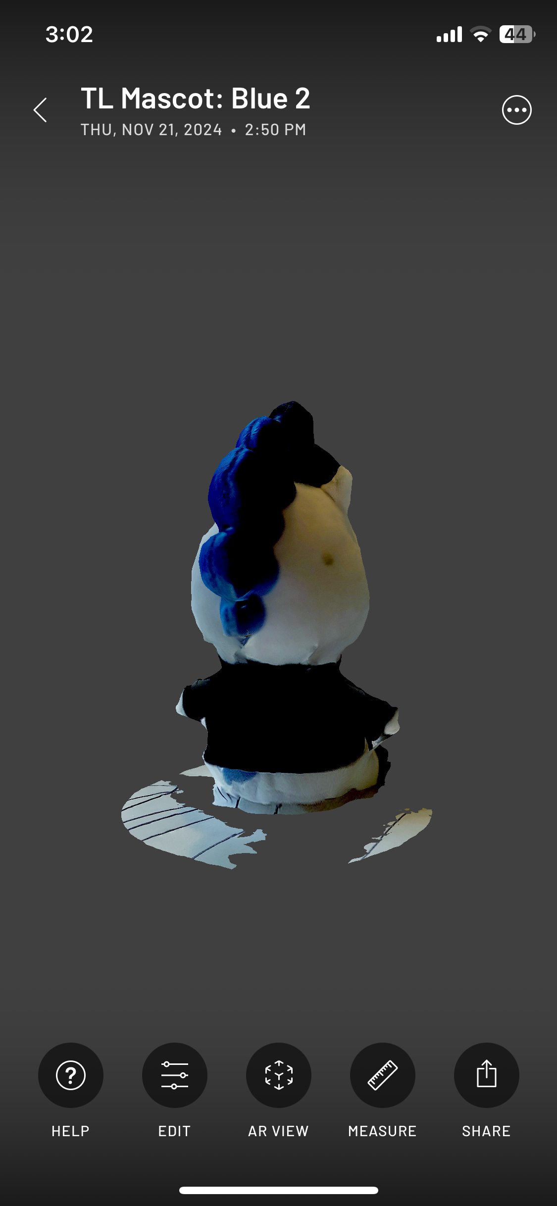 Third view of the Blue 3D scan.