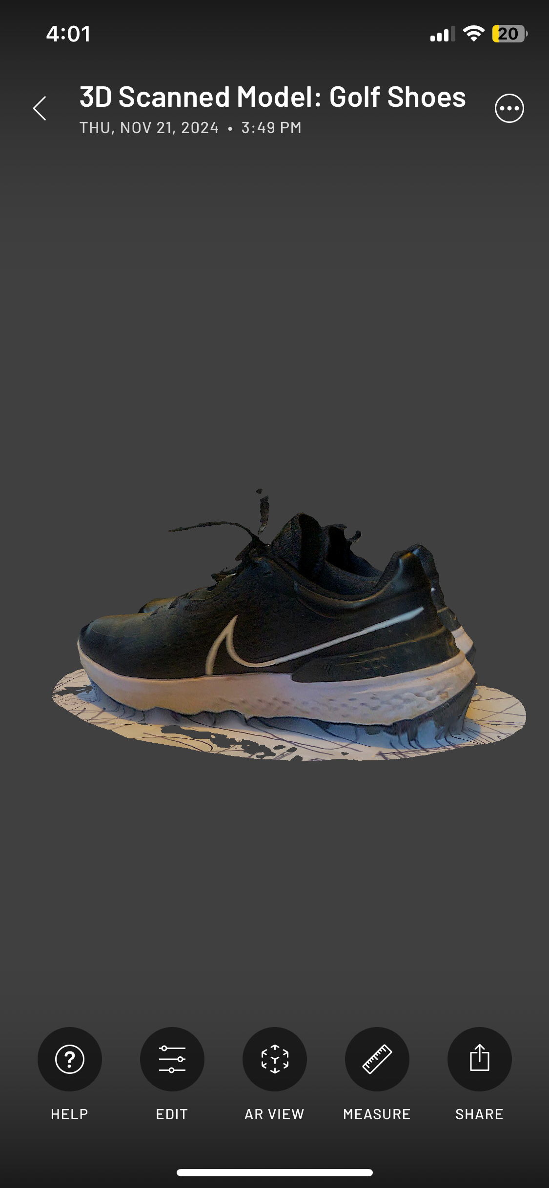 Second last view of the 3D Scanned Golf Shoes.
